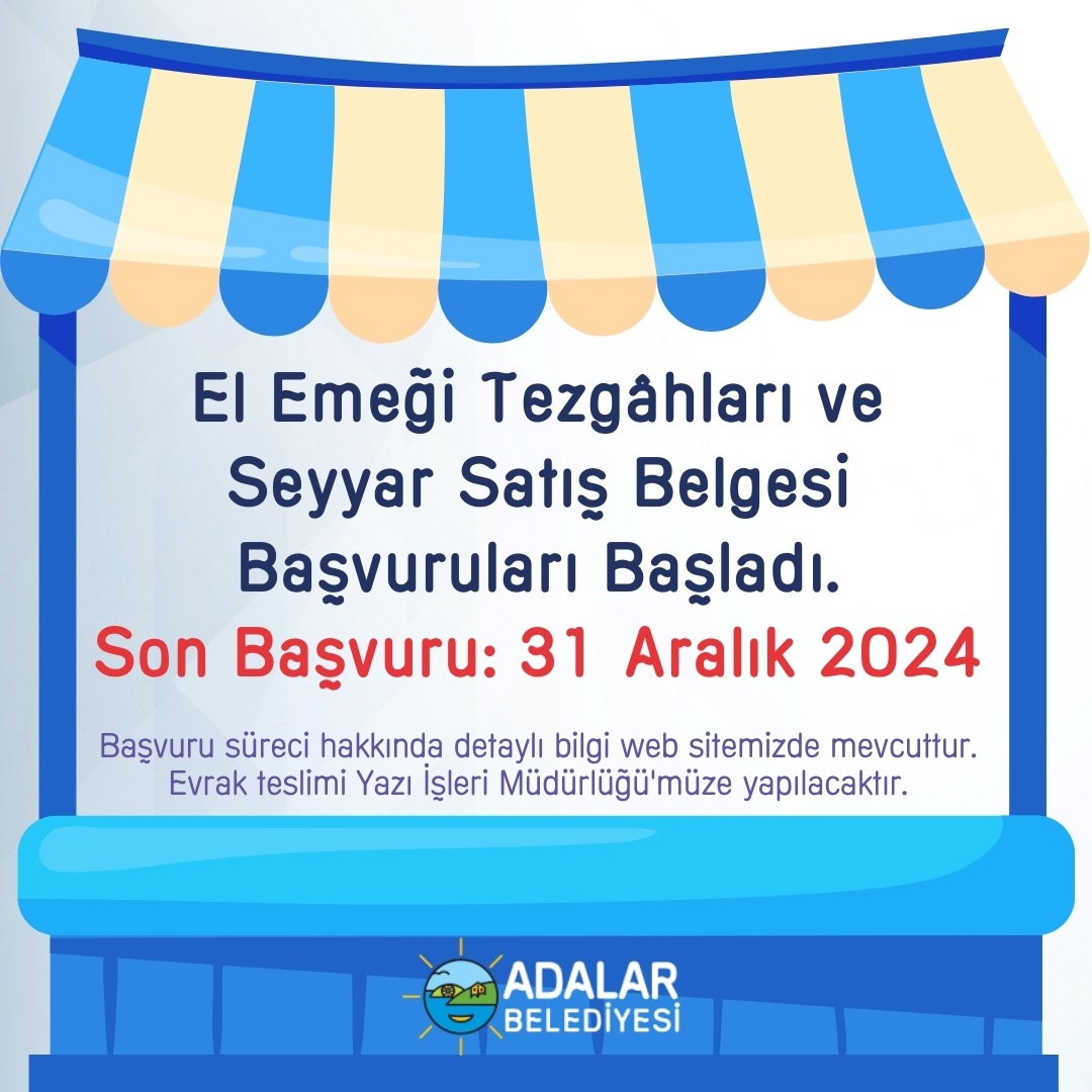 El Emeği Tezgahları ve Seyyar Satış Belgesi Başvuruları Başladı